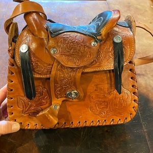 Leather , horse saddle purse